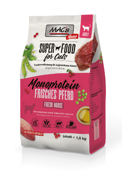 Mac's Monoprotein kattenvoer fresh horse 1.5kg Mac's Monoprotein kattenvoer fresh horse 1.5kg